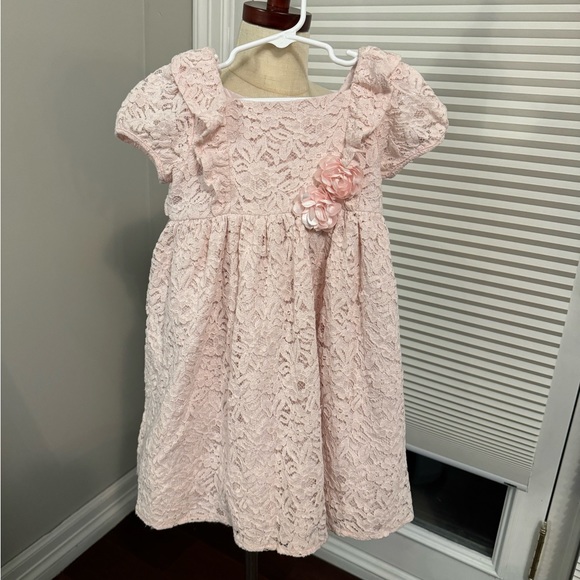 Laura Ashley of London | Pale Pink Short Sleeved Lace Toddler Dress | 3T - Picture 3 of 9